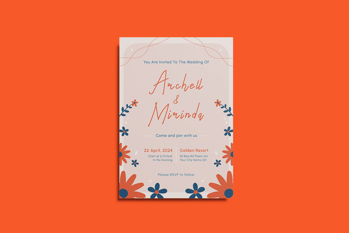 Flower Bloy Wedding Invitation, an Invitation Template by iDoodle Studio (Photo 1 of 3)