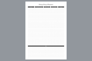 Sleep Diary Self Care Planner