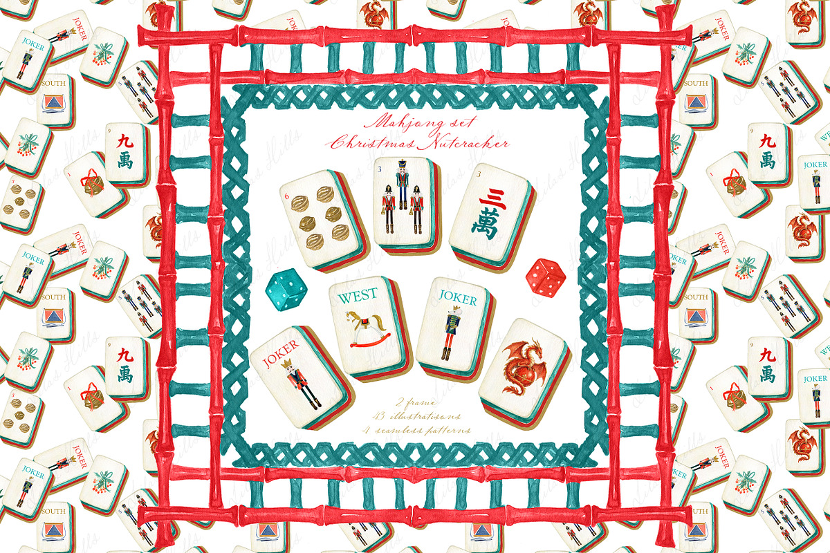 Christmas Nutcracker Mahjong Clipart, an Education Illustration by LABFcreations (Photo 1 of 5)