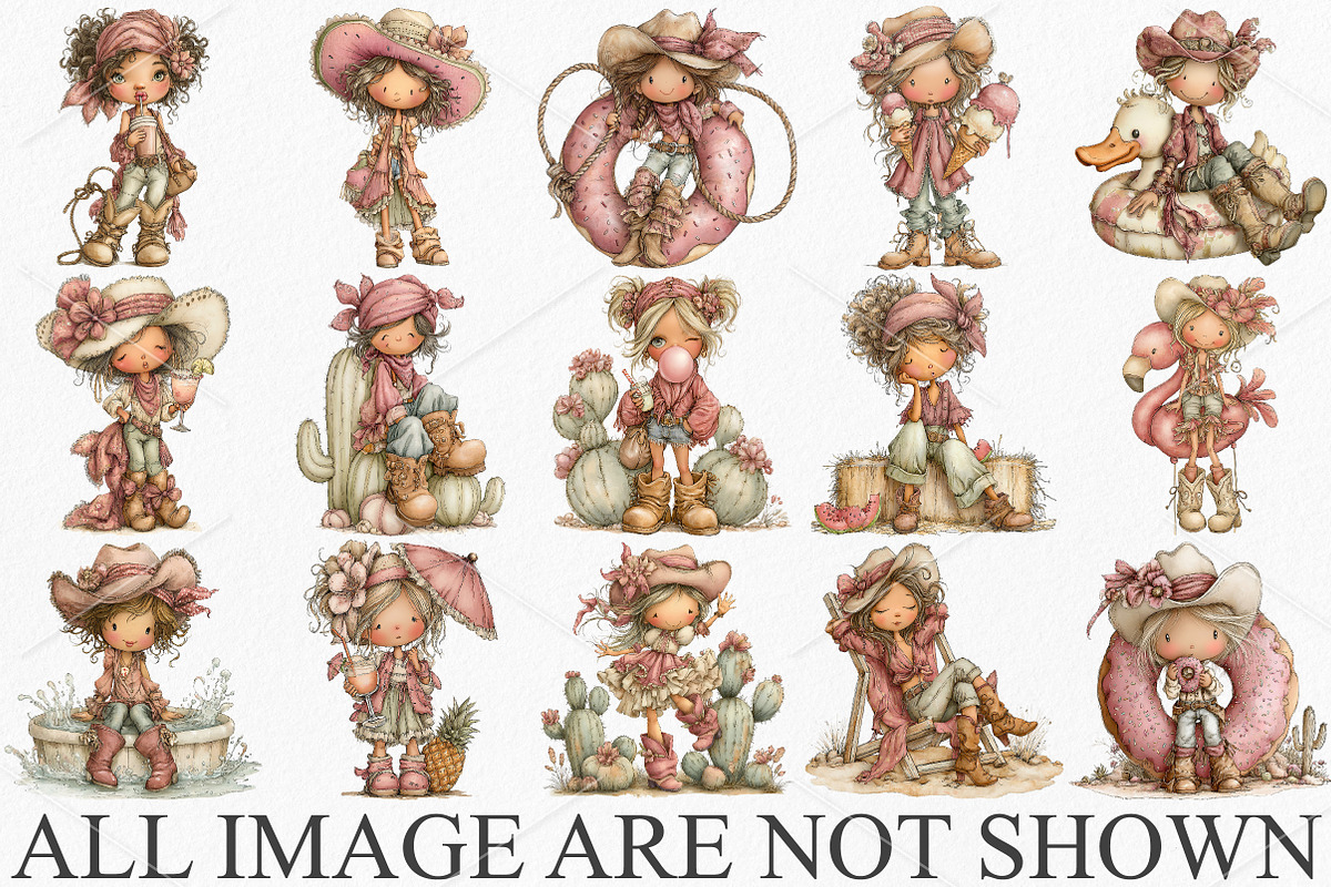 Funny Summer Western Girls Clipart, an Illustration by Canvas Craft (Photo 3 of 7)