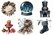 Watercolor Moody Christmas Clipart, an Illustration by CrexoraLab (Thumbnail 4 of 5)