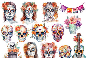 Day Of The Dead Clipart Set