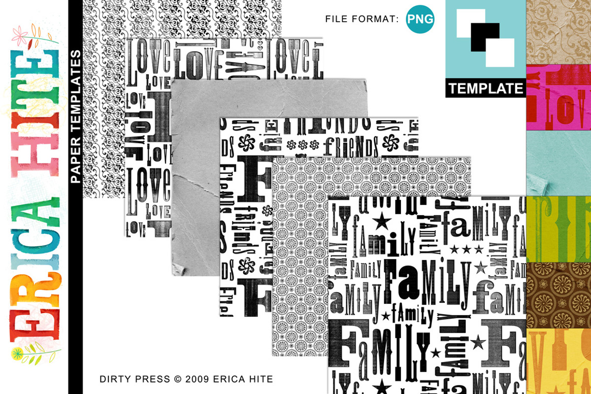 Dirty Press Paper Templates, a Templates & Theme by Erica Hite (Photo 1 of 4)