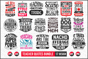 Teacher typographic svg bundle.