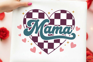 Mama Checkered Heart PNG, Valentines, an Illustration by designcity5