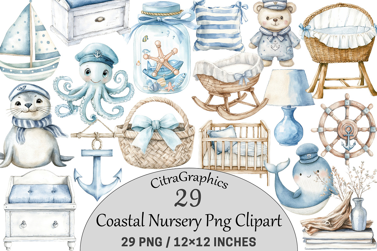 Coastal Nursery Clipart, an Illustration by CitraGraphics (Photo 1 of 5)