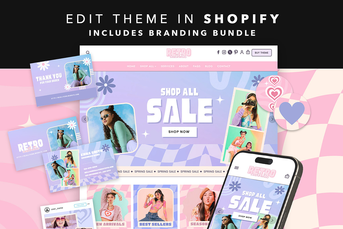 Retro Y2K Shopify Theme Bundle, a Shopify Template by Template Twist Shop (Photo 1 of 9)