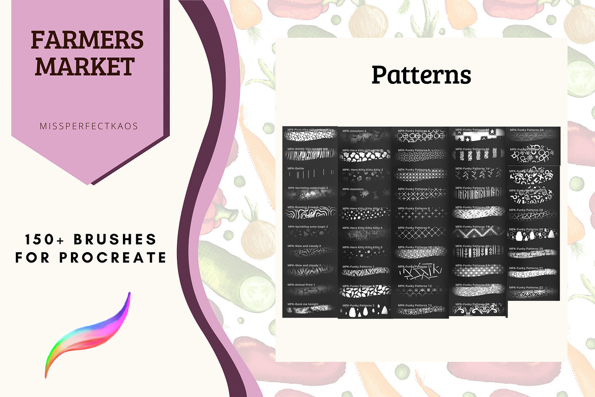Farmers Market-150 Procreate Brushes, a Brush Add-On by MissPerfectKaos (Photo 5 of 11)