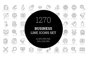 1270 Business Line Icons, an Outline Icon by Creative Stall