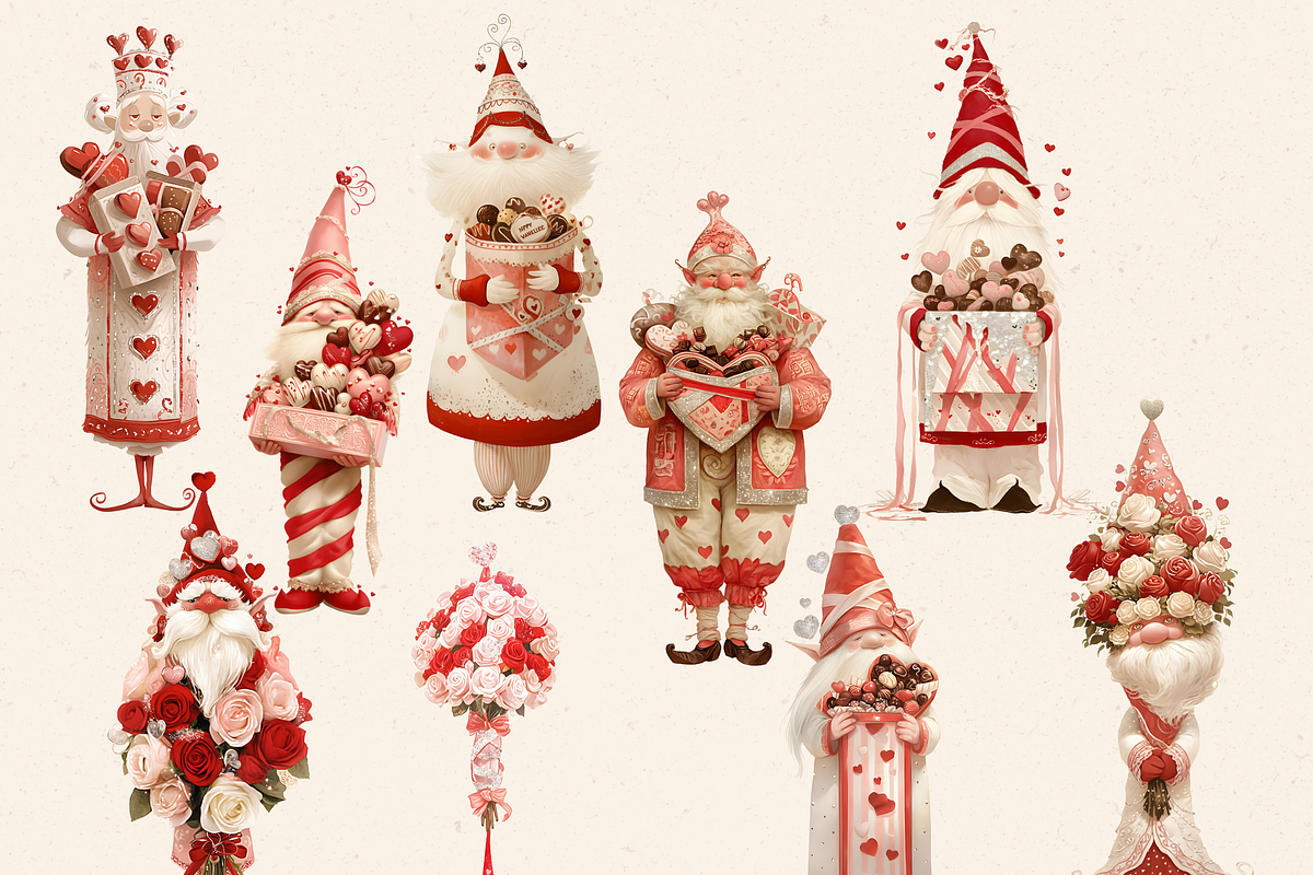 VALENTINE HEART GNOMES CLIPART, a Seasonal Illustration by Daring Digies (Photo 2 of 9)