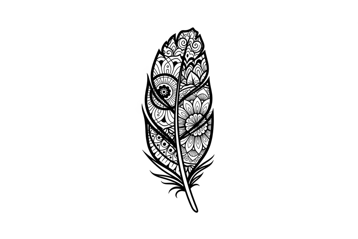 Ornamental Feather SVG Bundle, an Illustration by yasushie (Photo 6 of 31)