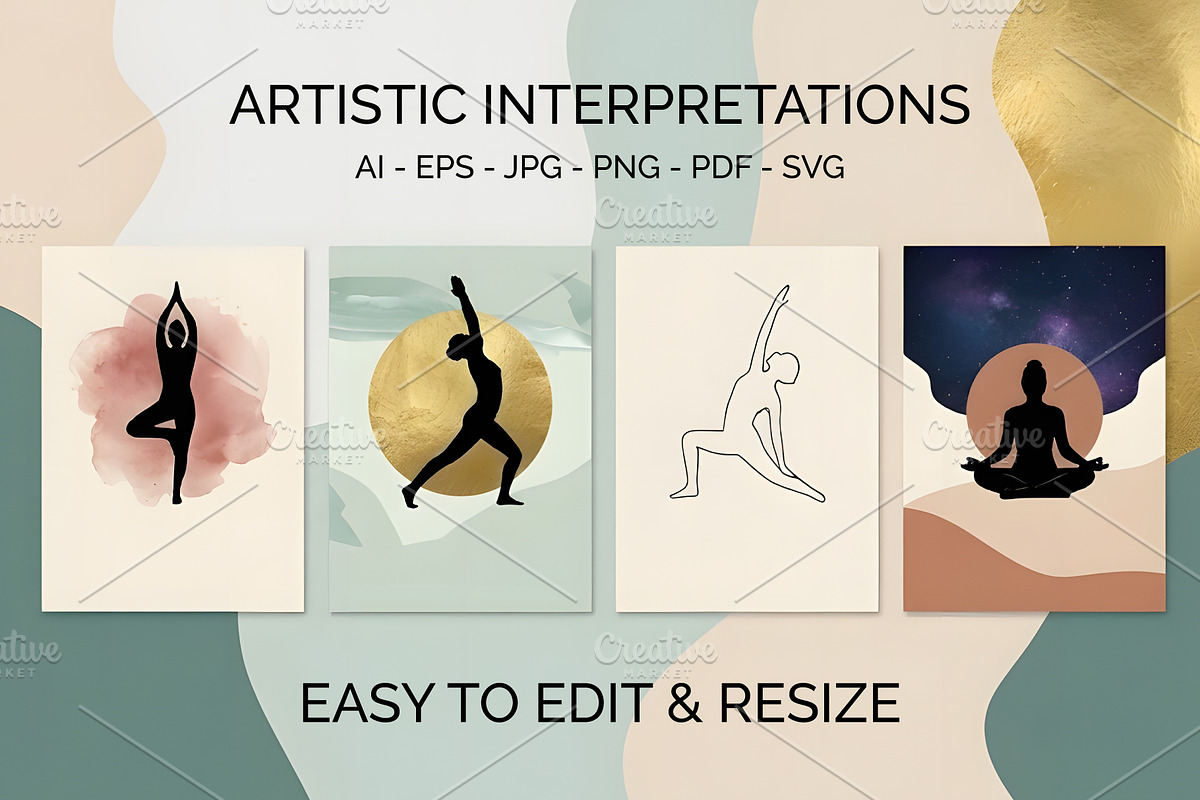 Yoga and Mindfulness Silhouettes, an Object Graphic by Designgrove (Photo 4 of 6)