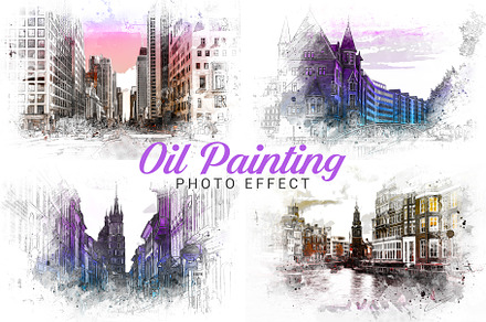 Oil Painting Photo Effect Mockup, a Brushes & More by INTENTFX