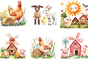Watercolor Farm Animals Clipart Set, an Illustration by Designking (Thumbnail 5 of 5)