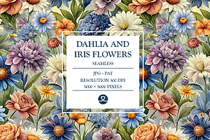 Dahlia and Iris Flowers, a Texture Graphic by OWPictures