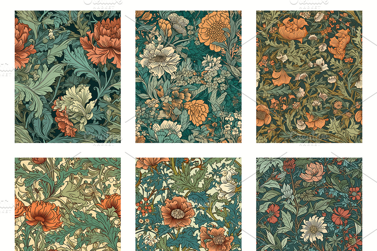 Seamless pattern with flowers, an Illustration by Pundateam (Photo 4 of 5)