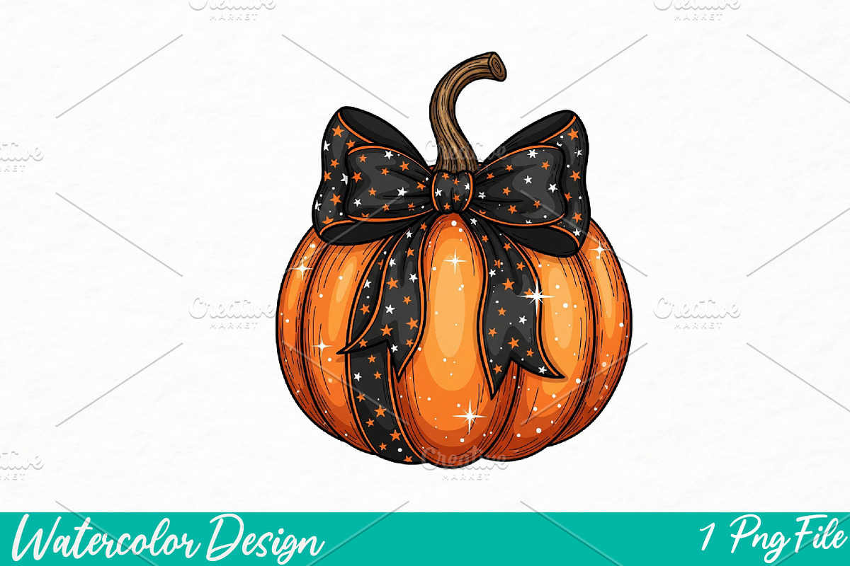 Retro Halloween png, Coquette Stars, an Illustration by Watercolor design (Photo 1 of 3)