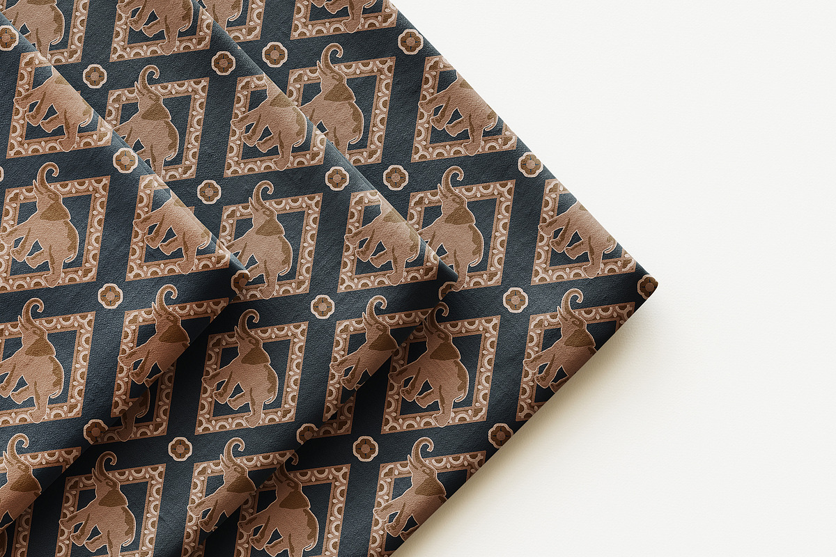 Thai Elephant Ornamental Pattern, a Pattern Graphic by StudioGlouna (Photo 3 of 9)