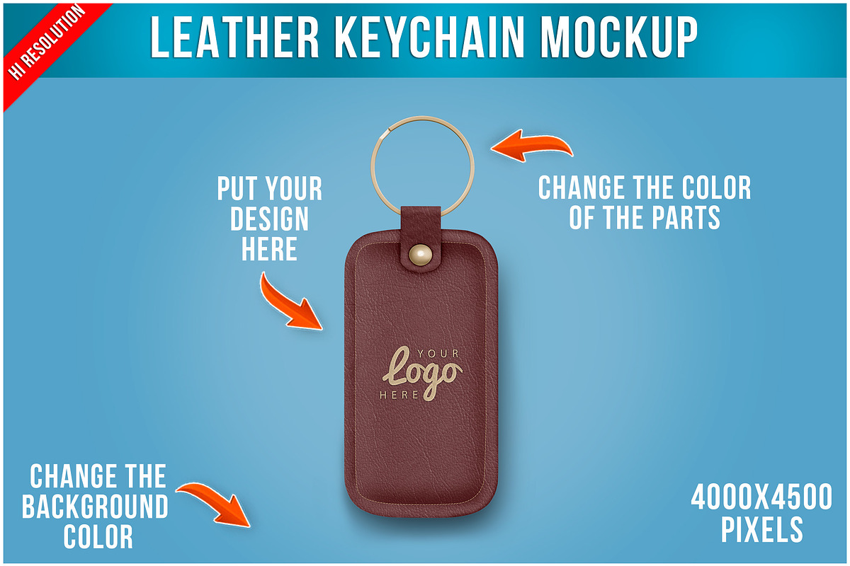 Leather Keychain Mockup PSD, an Advertising Mockup by Bruno's Shop (Photo 1 of 5)
