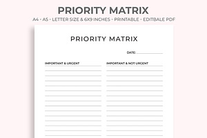 Priority Matrix Printable, a Stationery Template by M9 Design