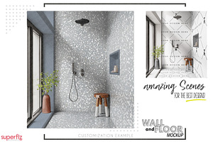 Wall&Floor Mockup Shower Scene SM242