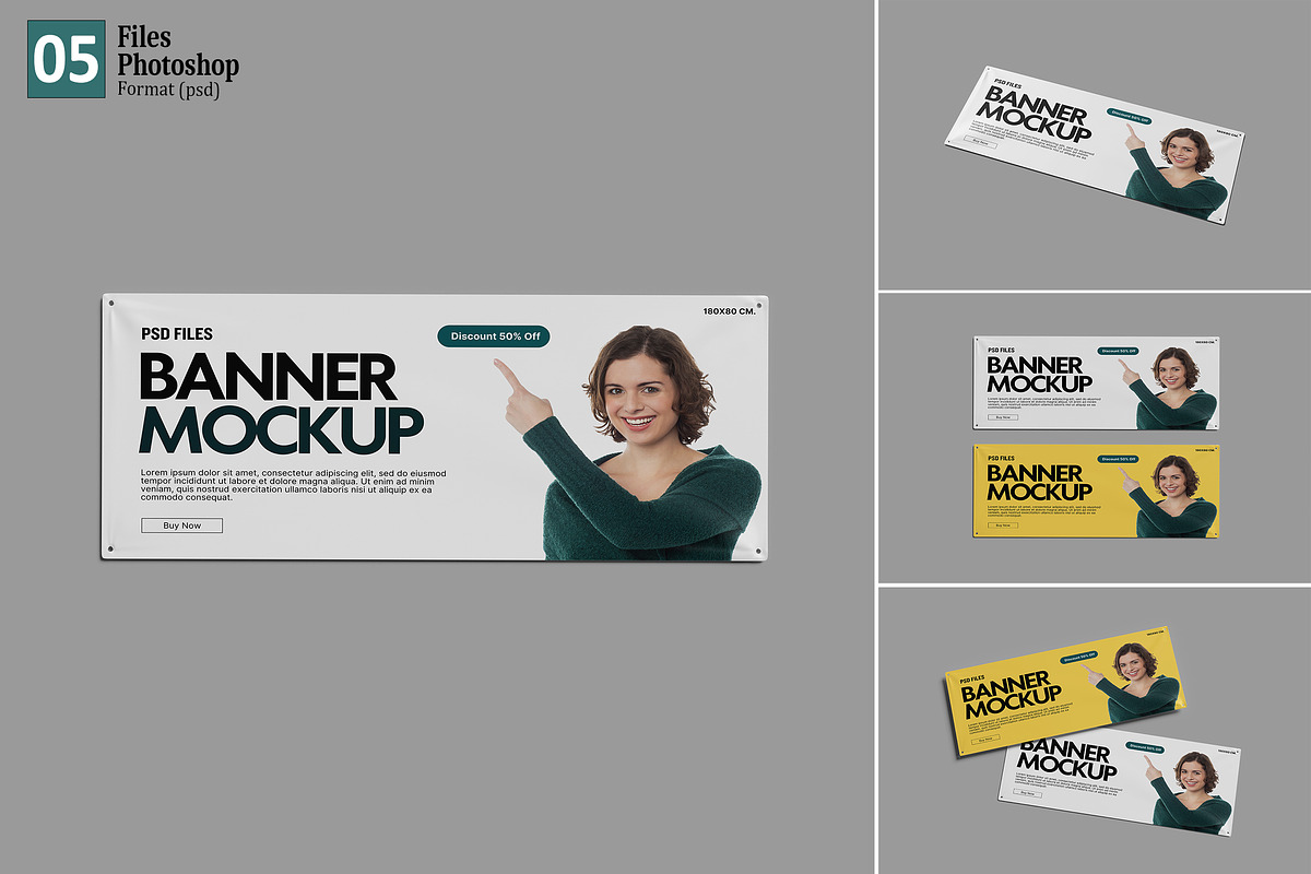 Realistic Banner Mockup, an Advertising Mockup by GraphicWindow (Photo 1 of 6)