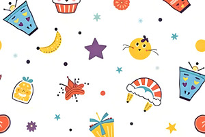 Colorful Minimal Line Doodle Seamles, a Photo by LOGOCREATIVE