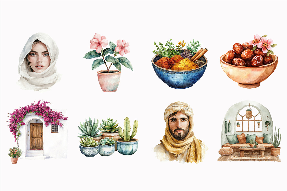 Watercolor Morocco Spirit Clipart, an Illustration by Design Market (Photo 5 of 5)