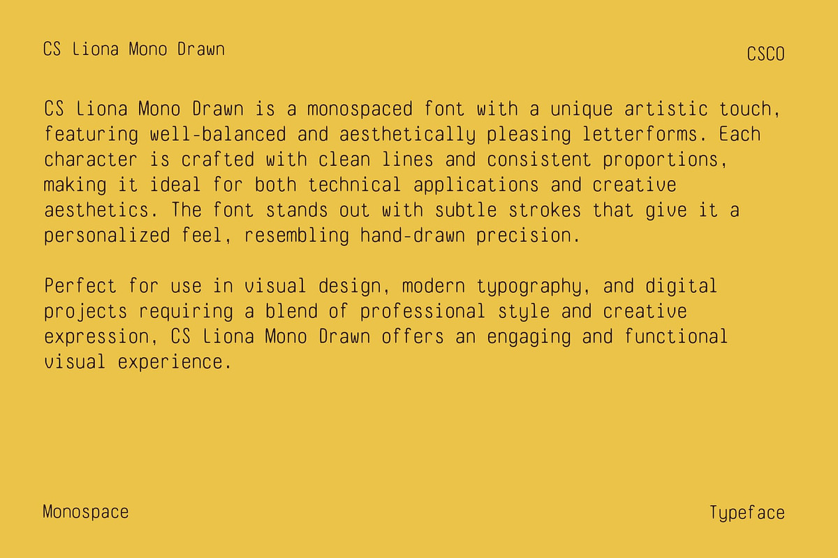 CS Liona Mono Drawn, a Sans Serif Font by Craft Supply Co. (Photo 2 of 8)