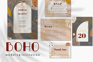 BOHO Wedding Invitation Set