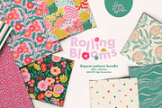 Rolling Blooms seamless patterns, a Pattern Graphic by Flora Wild Designs (Thumbnail 1 of 5)