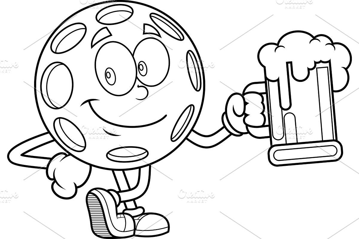 Pickleball Character Holding Beer, an Illustration by HitToon