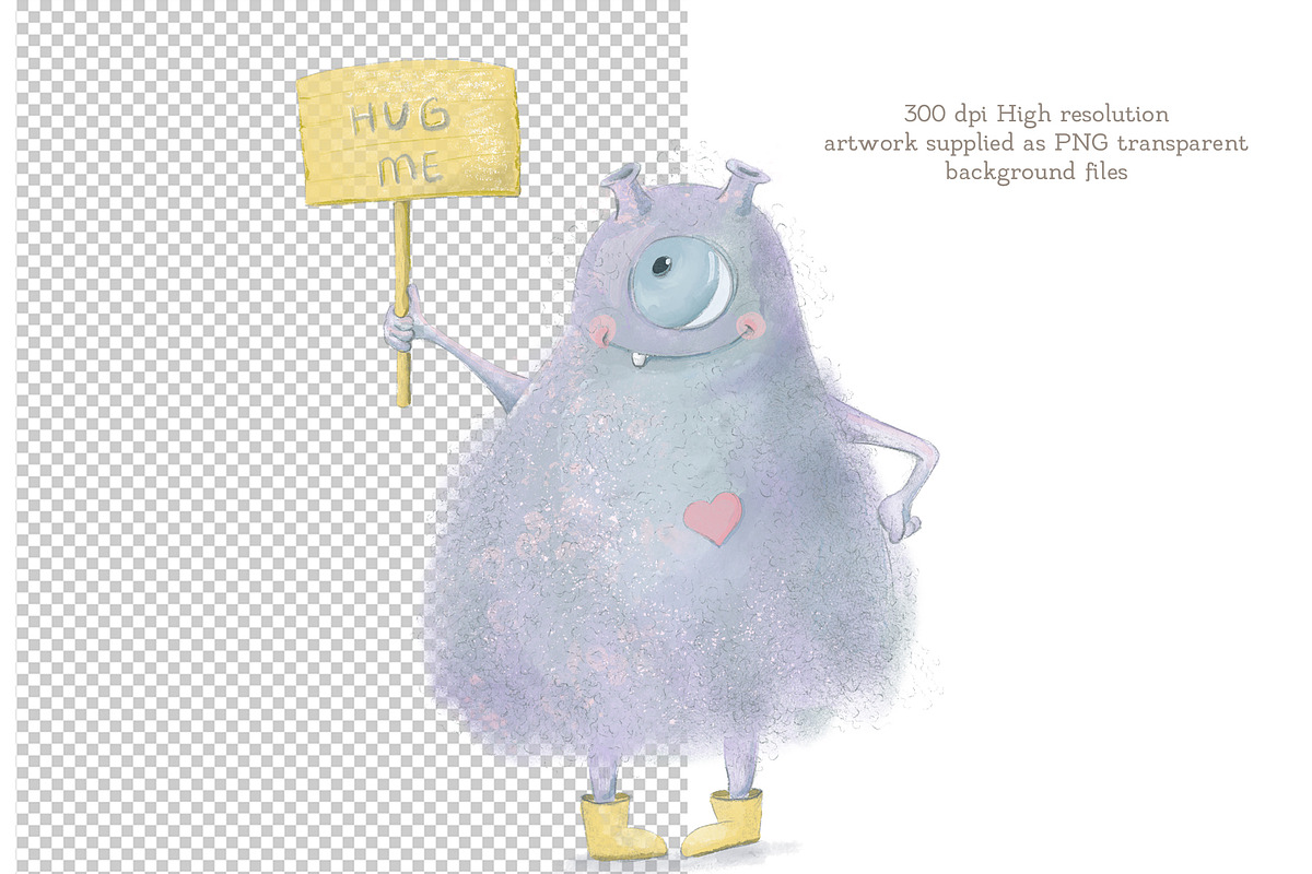 Cute Fluffy Monsters clipart, a Seasonal Illustration by AlenaVlasko stock Market (Photo 2 of 5)
