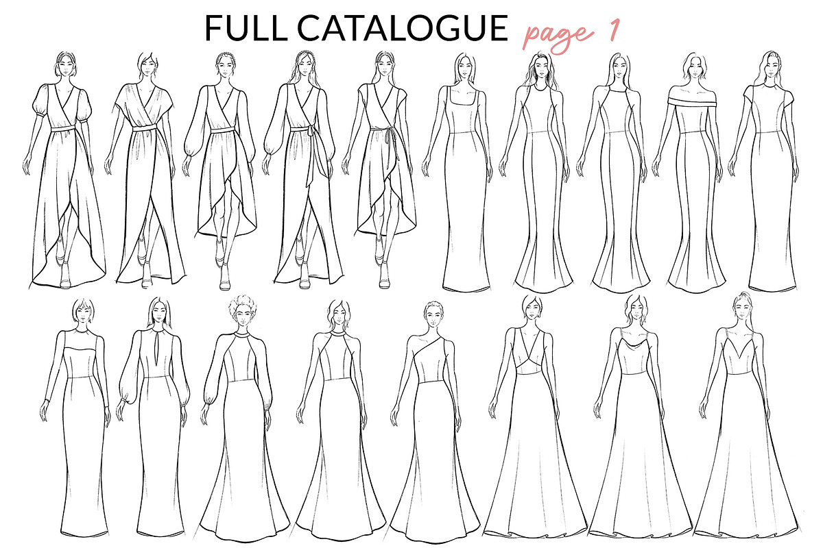Sale- Bridal/Evening Croquis Pack, an Illustration by Art by Lin (Photo 4 of 5)