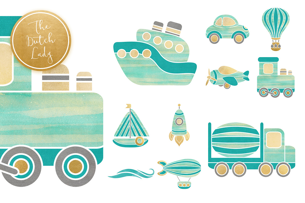 Transportation & Travel Clipart Set, a Transportation Illustration by The Dutch Lady Designs (Photo 5 of 5)