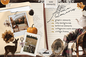 Autumn memories collage pack, an Object Graphic by VirinaDesign