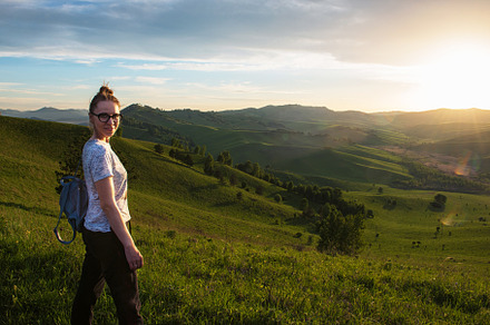 Woman in altai mountain stock photo containing mountain and peak, a Person Photo by Jan Jack Russo Media