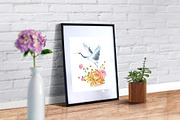 Cranes watercolor clipart, a Decorative Illustration by MitrushovaArt (Thumbnail 5 of 7)