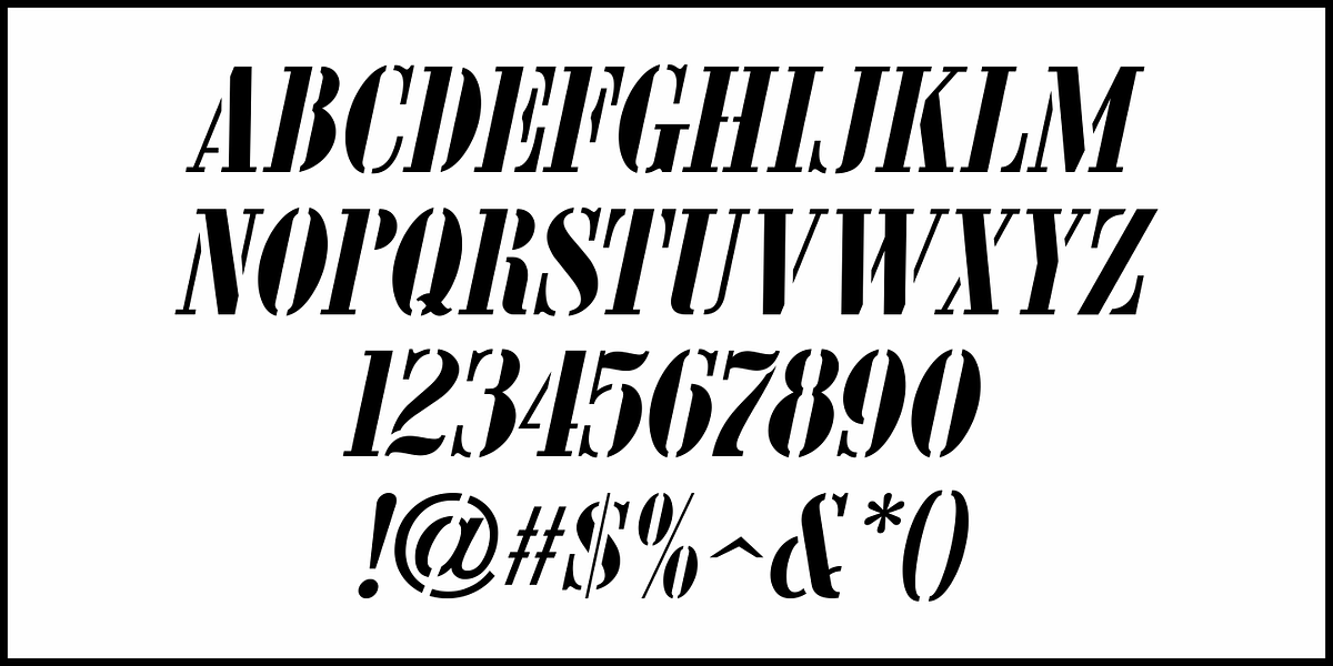 Nameplate Stencil JNL, a Font by Jeff Levine Fonts (Photo 5 of 5)