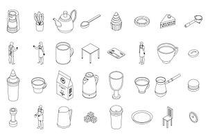 Barista Icons Set Vector Outline