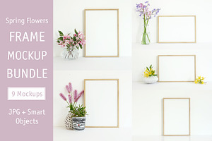 Spring Frame Mockup Bundle, A4 Frame, a Print Template by YOYO Photo
