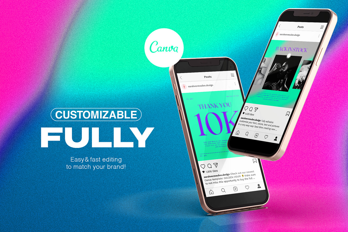 Instagram Social Media CANVA Neon, a Social Media Template by Vermeulen Design Studio (Photo 2 of 8)
