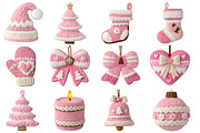 Pink Crochet Christmas PNG Bundle, an Illustration by Designworld (Thumbnail 4 of 5)