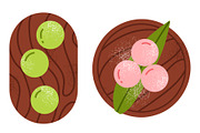 Mochi set. Japanese dessert, a Food Illustration by Annie Birdie (Thumbnail 2 of 5)