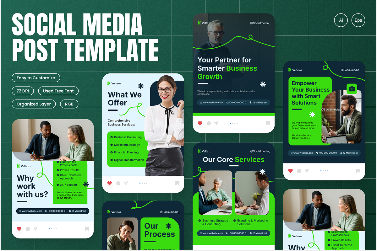 Business Service Instagram Post, a Social Media Template by Annora Studio (Photo 1 of 6)