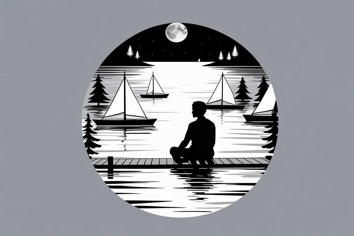 Lake Meditation Silhouette Set, an Illustration by jahid234 (Photo 6 of 6)