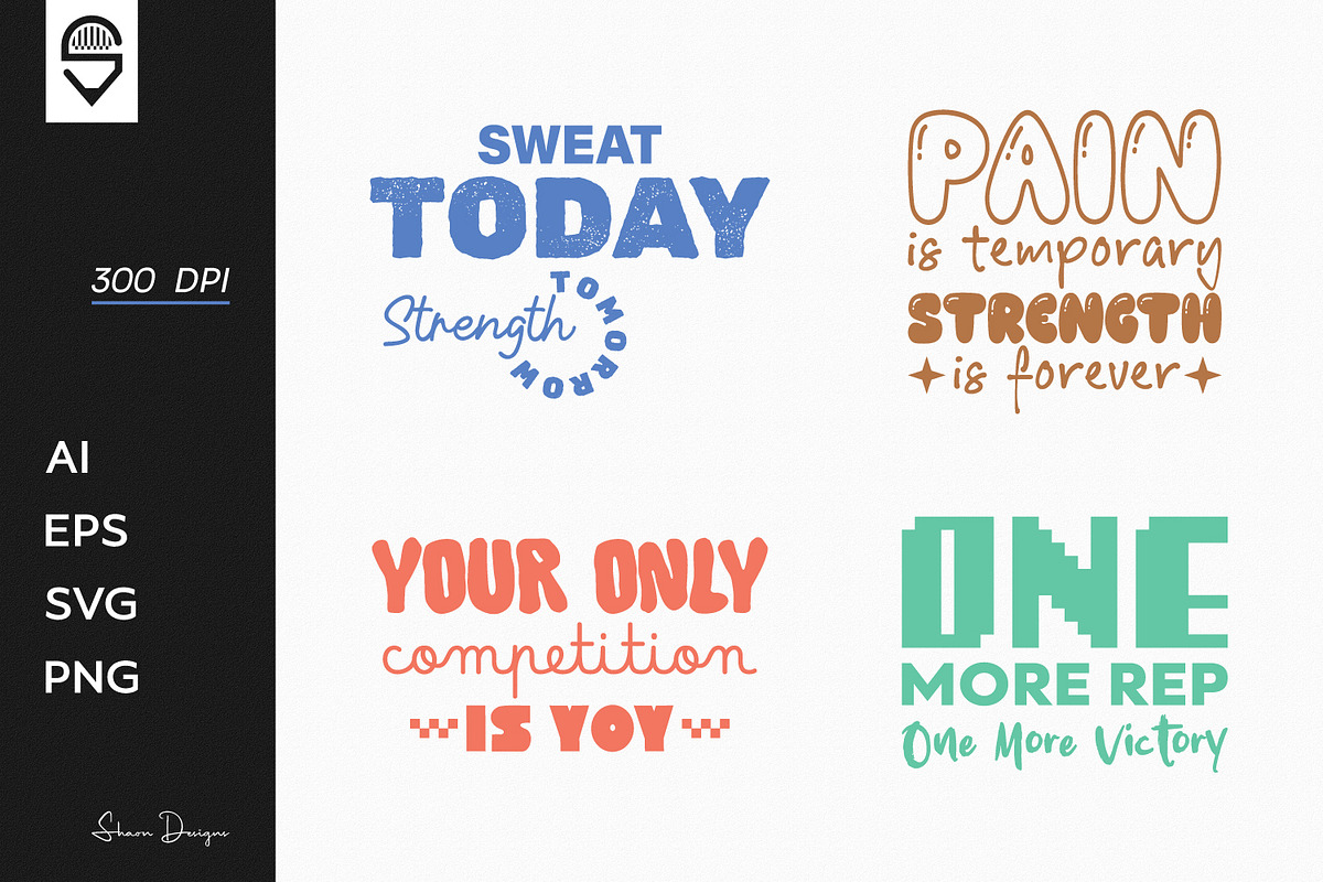 Motivational Fitness Quotes T-shirt, a Graphic by shaondesigns (Photo 1 of 5)