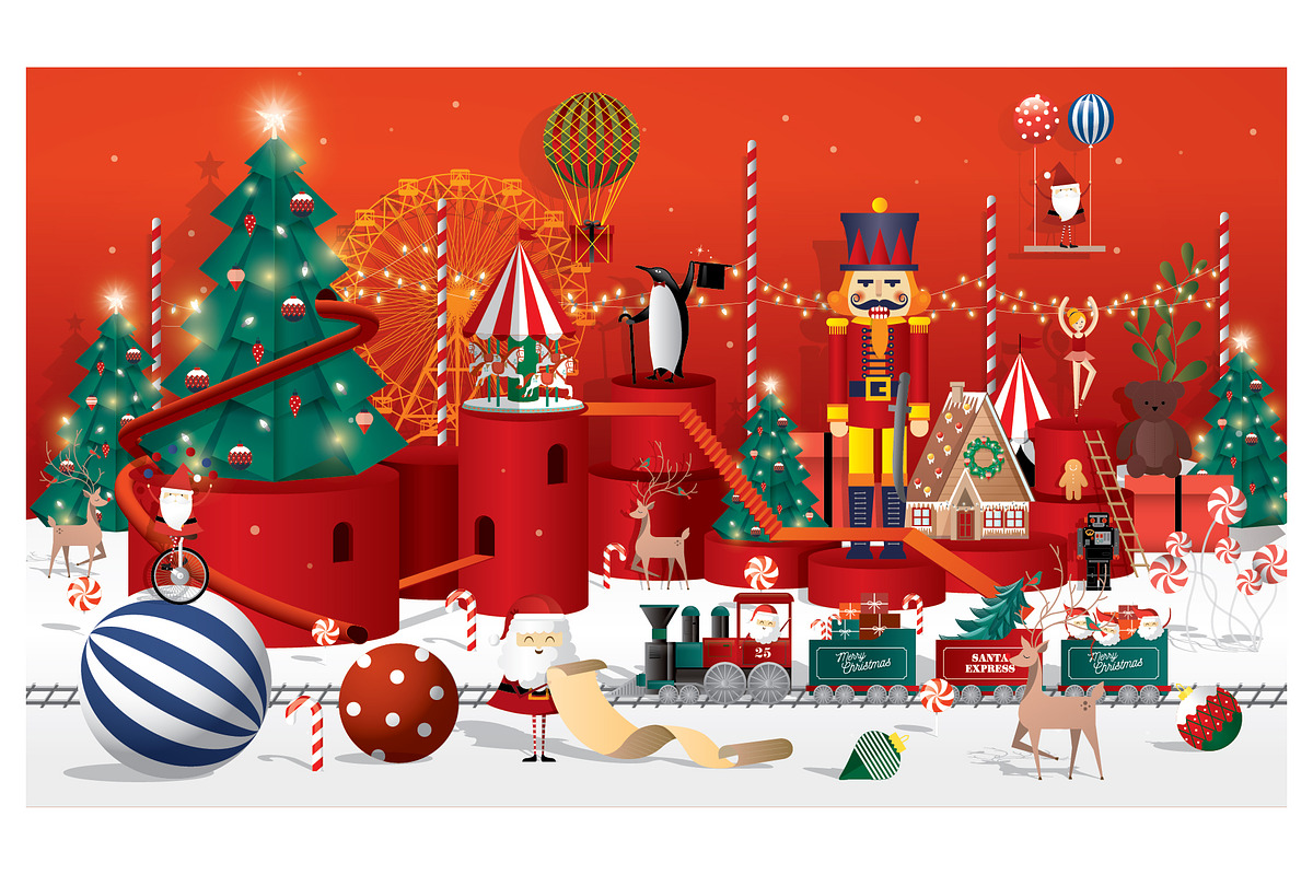 christmas winter wonderland vector, an Illustration by lyeyee