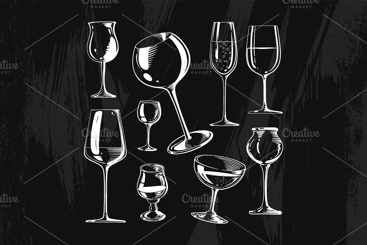Chalk-drawn Wine Titles & Glasses, a Decorative Illustration by Adiemus (Photo 5 of 6)