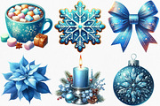 Watercolor Blue Christmas Clipart, an Illustration by Canvas Craft (Thumbnail 3 of 7)